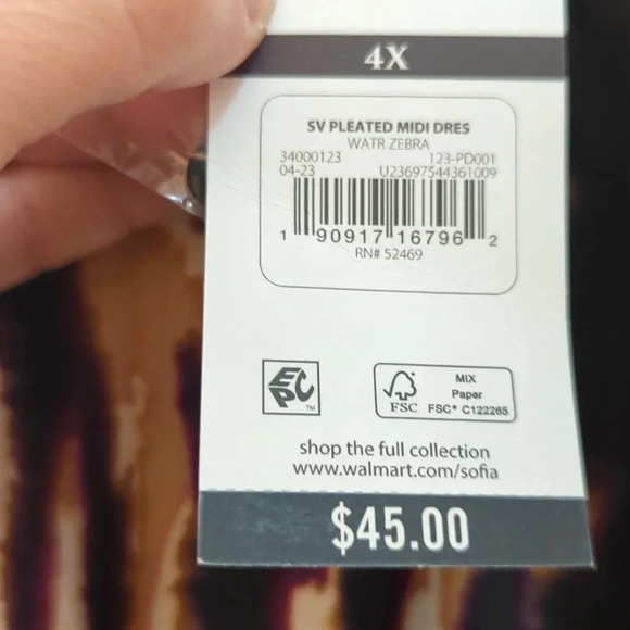 Sofia Jeans Women's Pleated Midi Dress, 49" Length, - Picture 7 of 10